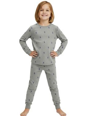 Polo Ralph Lauren Kids Grey Pajama Set with Purple All Over Pony Print Size 6